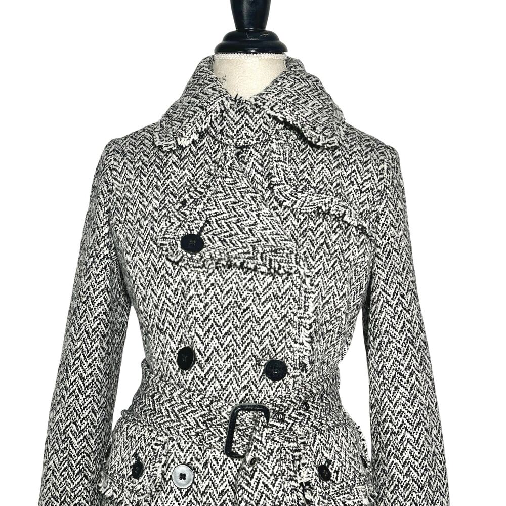 Banana Republic | Women | Vtg Tweed Herringbone Wool Blend Trench Coat | Small - Picture 6 of 16